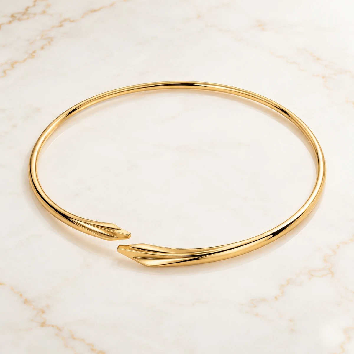 Interval Collar design preview with two offset gold blade ends and shallow tapered channels