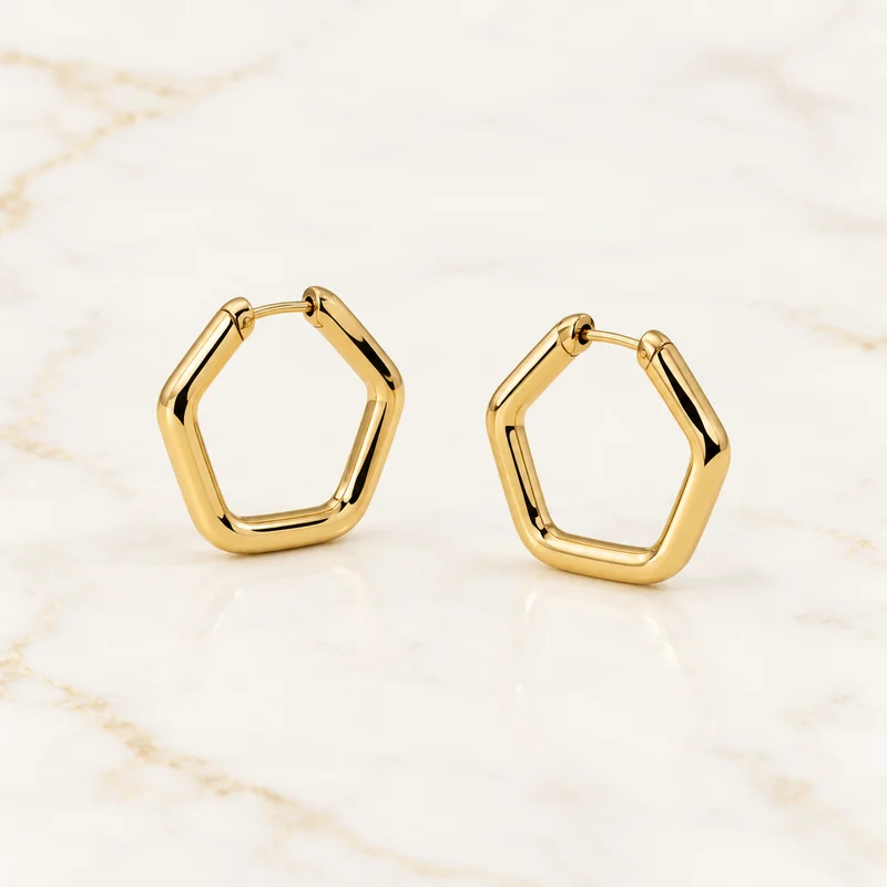 Penta Hoops design preview with slender five-sided gold rails and rounded corners