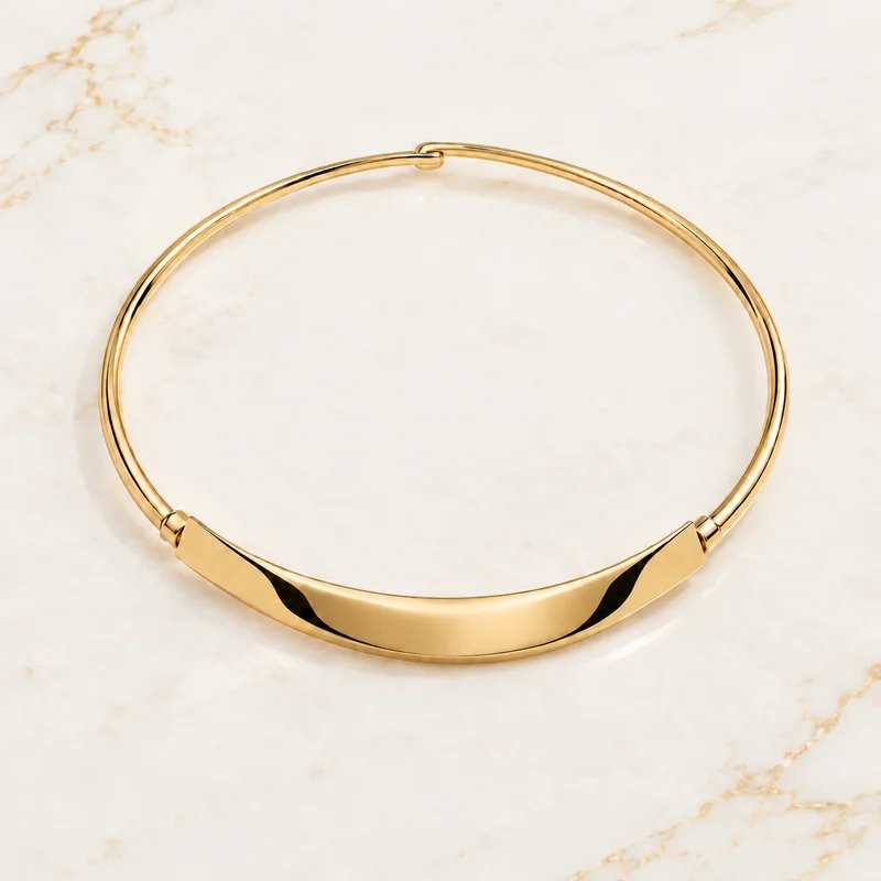 Quiet Contour Bridge Collar design preview with a shallow bowed gold bridge and slim curved arms