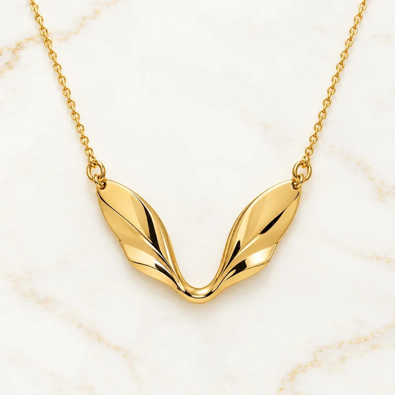 Twin Sail Pendant design preview with two curved gold panels framing an open V